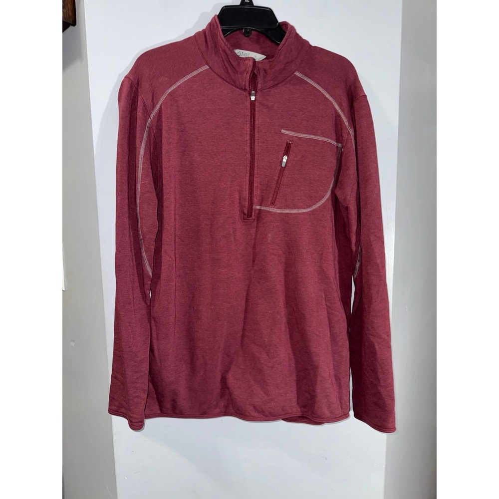 TASC burgundy red 1/2 zip organic cotton bamboo pullover jacket size medium men